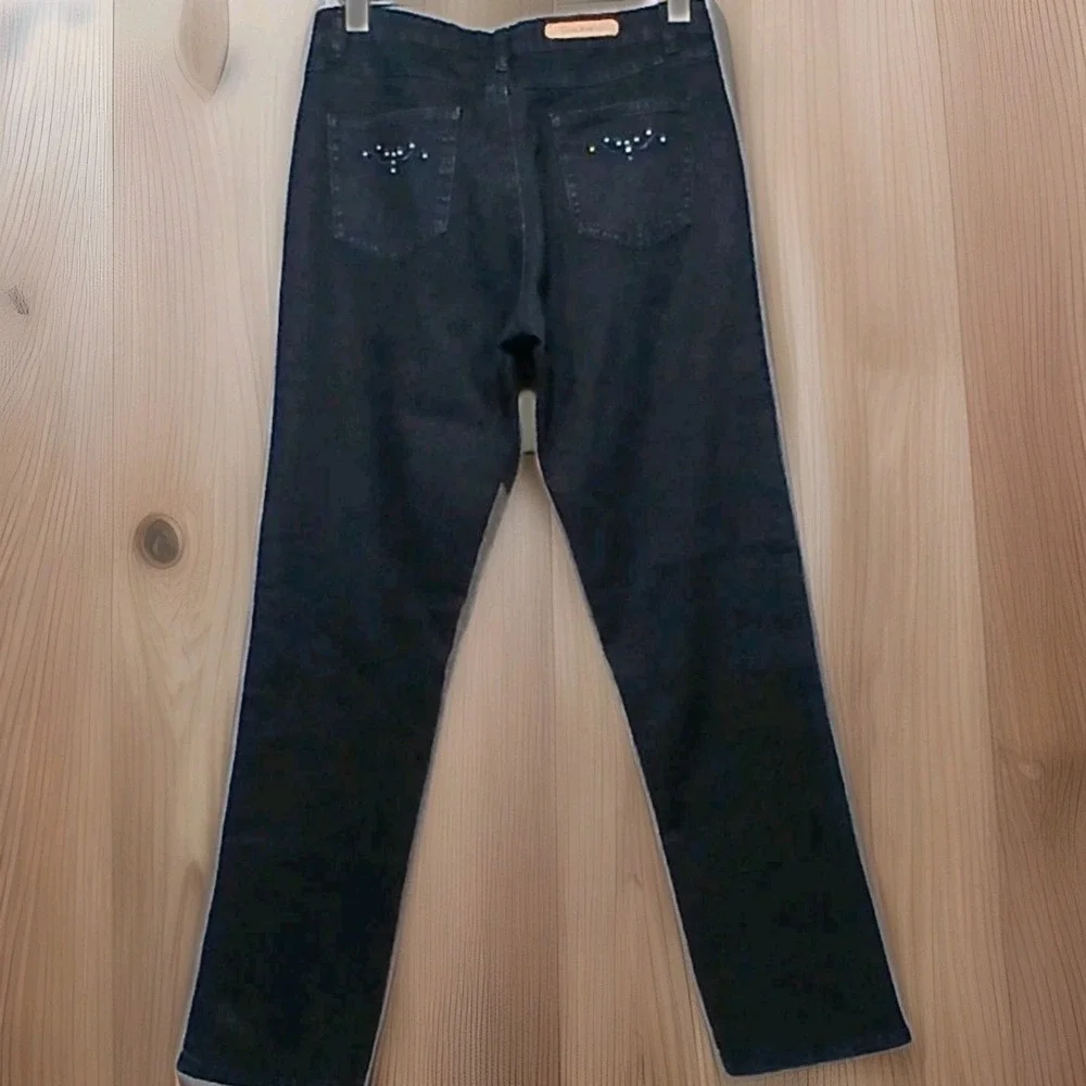Cos Jeans Women's Mid Rise Straight Leg Blue‎ Denim Embellished Rhinestone Bling